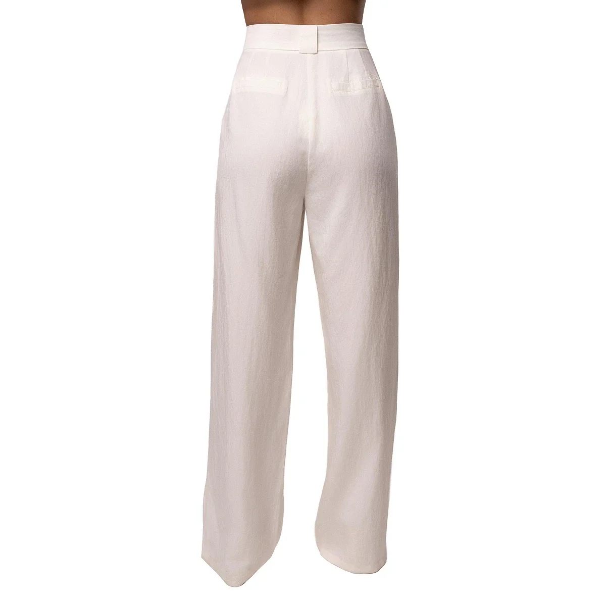 Pantalon de Tiro Alto Wide-Leg con Pliegues