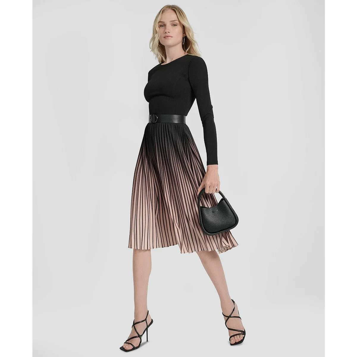 Vestido Midi Plisado con Cinturón - imagen 3