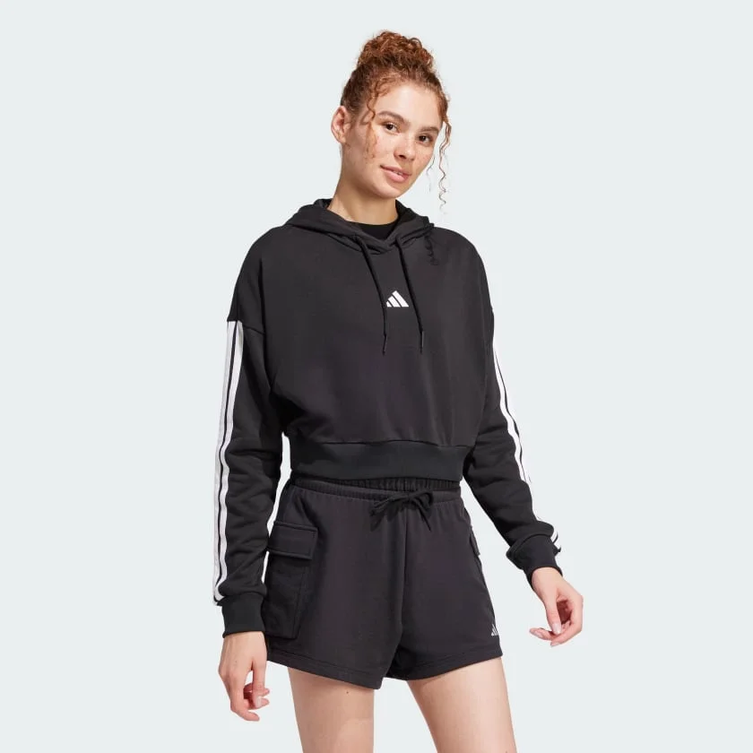 Sudadera con Capucha Essentials 3-Stripes French Terry Crop - imagen 3