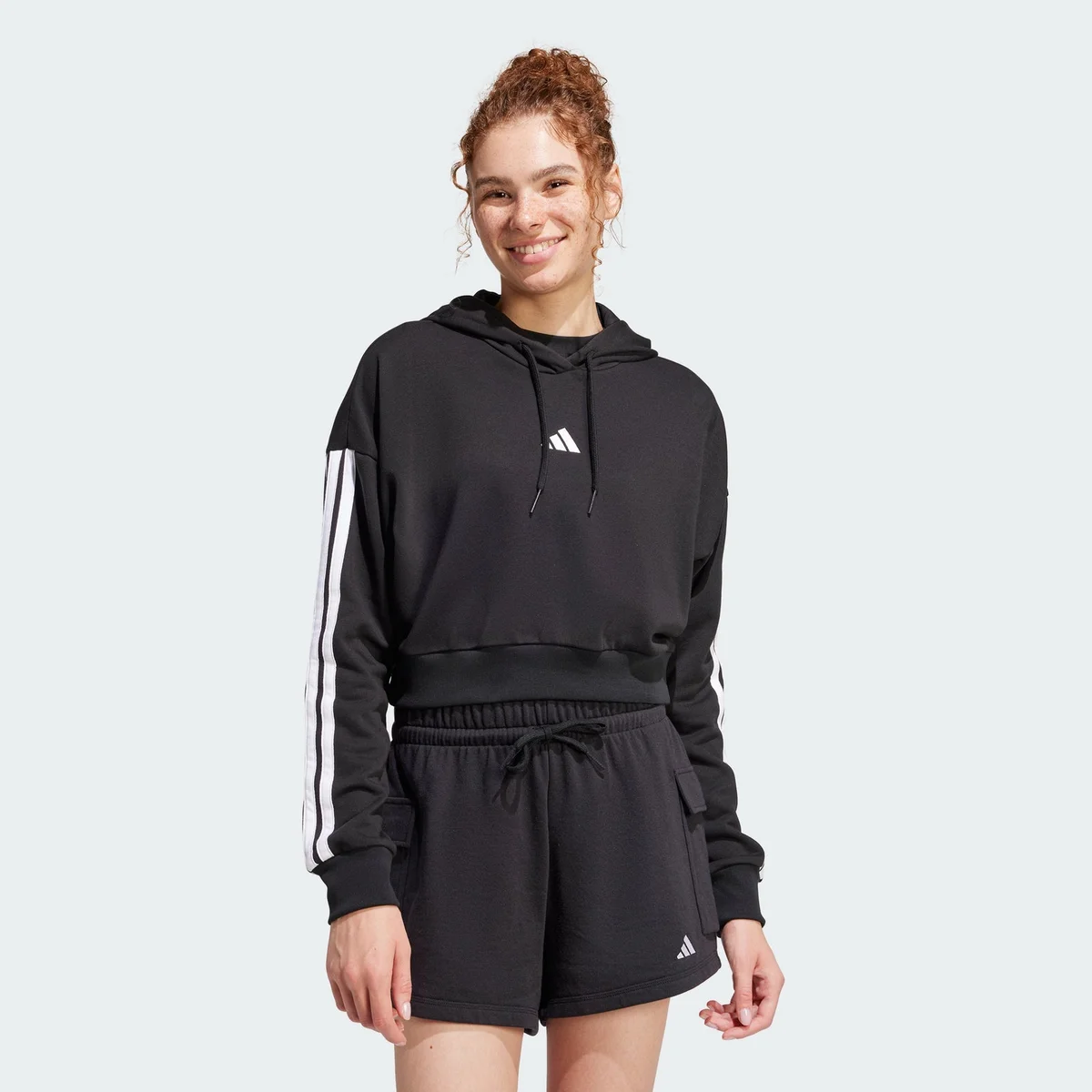 Sudadera con Capucha Essentials 3-Stripes French Terry Crop