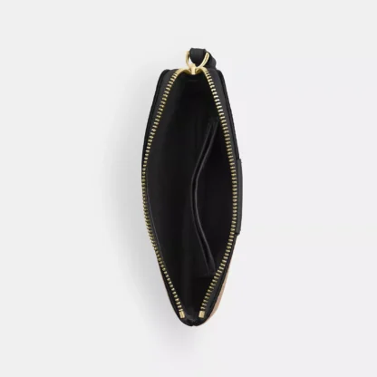 Bolso de mano con cremallera en las esquinas, de lona distintiva cafe raya negra - Imagen 3