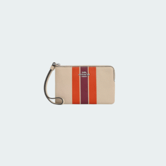 Bolso de mano con cremallera en las esquinas y raya