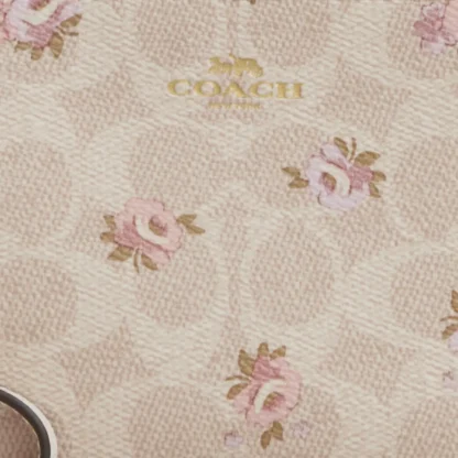 Bolso de mano con cremallera en las esquinas, de lona distintiva y estampado floral - Imagen 4