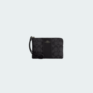 Bolso de mano con cremallera en las esquinas, de lona distintiva raya negra